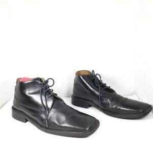 Capodarte Men's Leather Square Toe Dress Boots Black Size 8